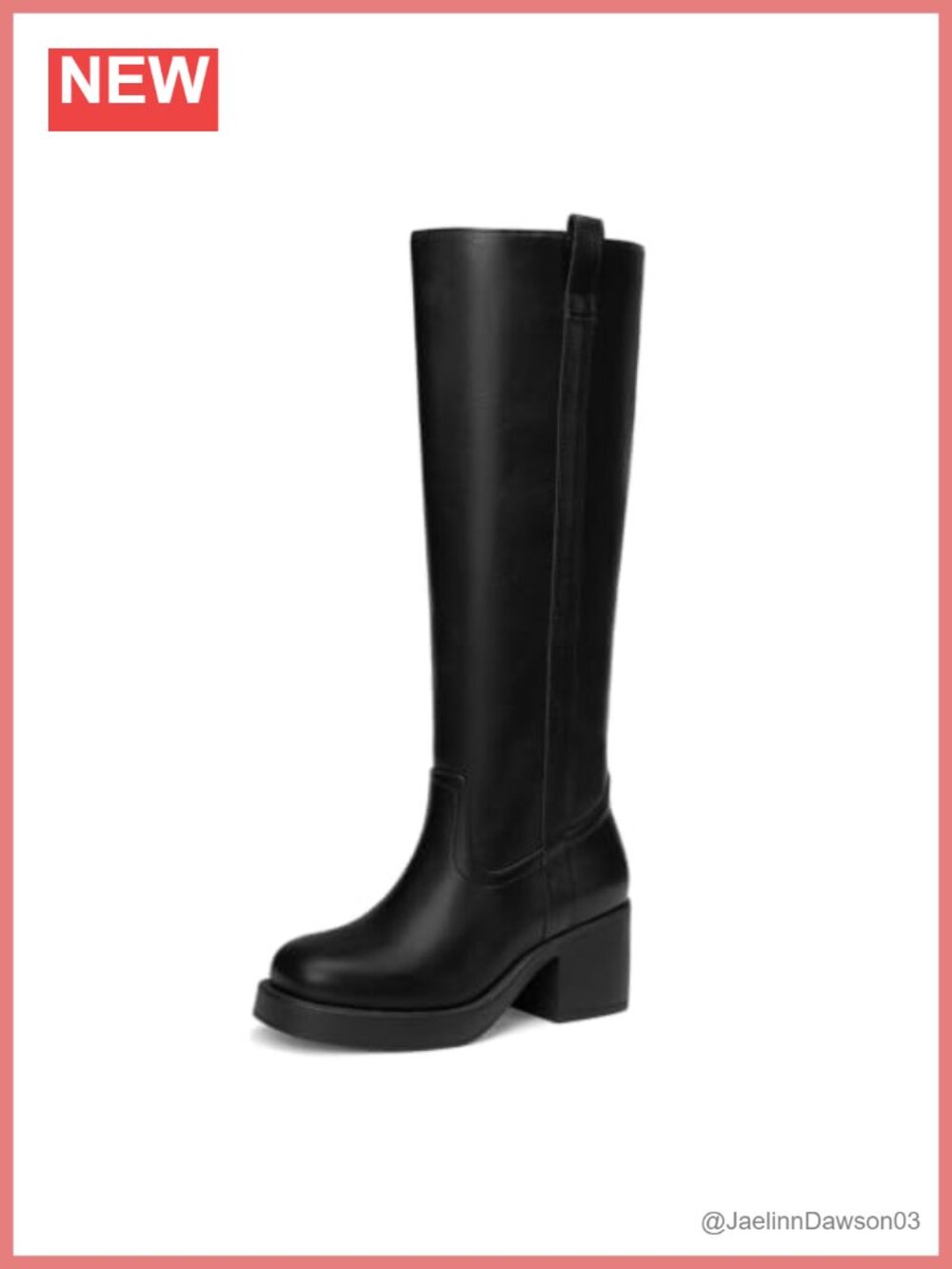 Knee High Chunky Heel Round Toe Riding Boots Faux Leather